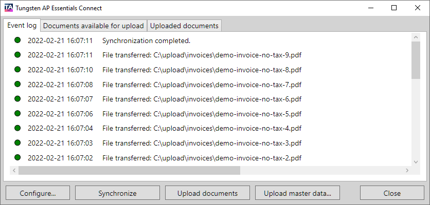 AP EssentialsConnect Event Log