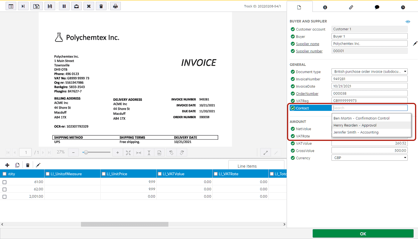 Using master data to suggest field values