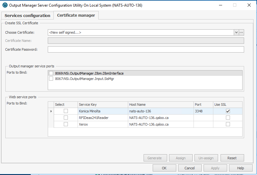 SSL Certificate Manager options