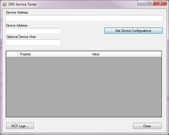 Service Tester dialog box