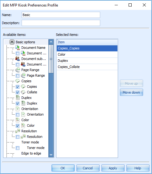 New print preferences profile