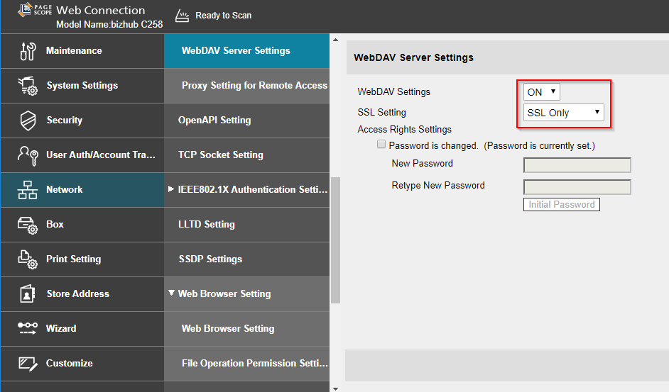 WebDAV Server Settings