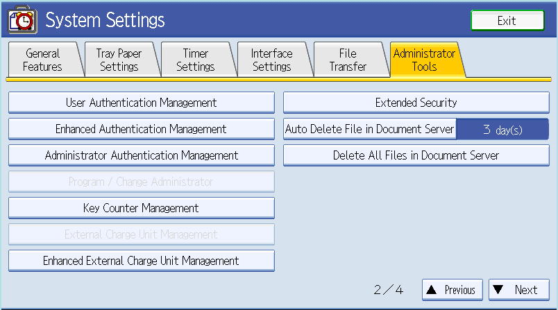 Administrator Tools tab