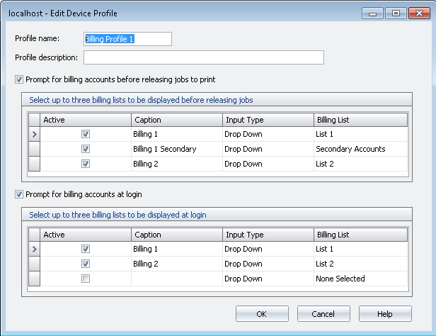 Edit Device Profile