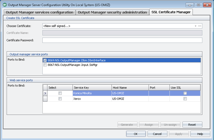 SSL Certificate Manager options