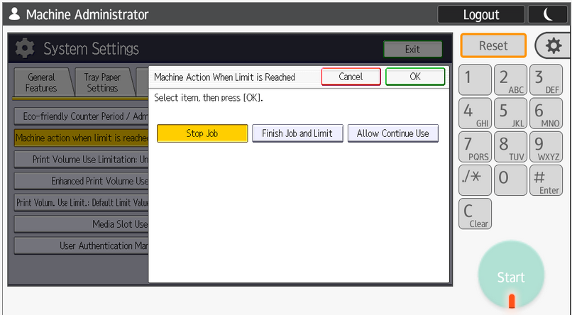 Image of Machine Action When Limit is Reached.