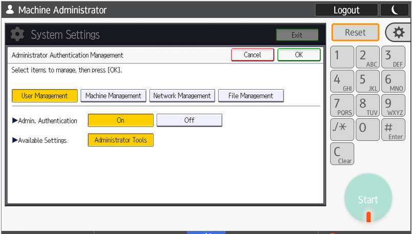 Image of Admin Authentication On.