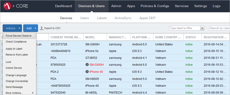 MobileIron force check-in