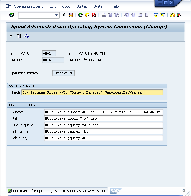 How to configure operating system commands in command line mode