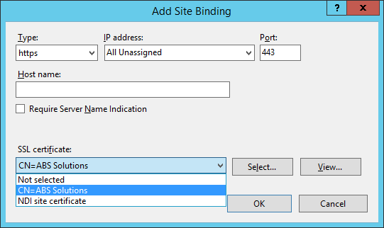 Add Site Bindings