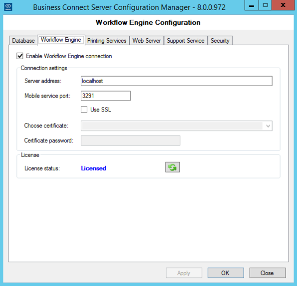 Workflow Engine configuration