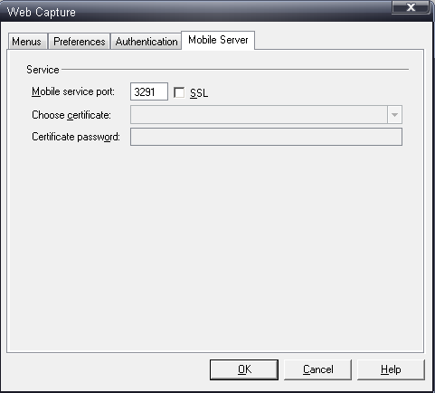 Web Capture mobile service port