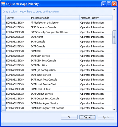 Console Message Database Capture trace data