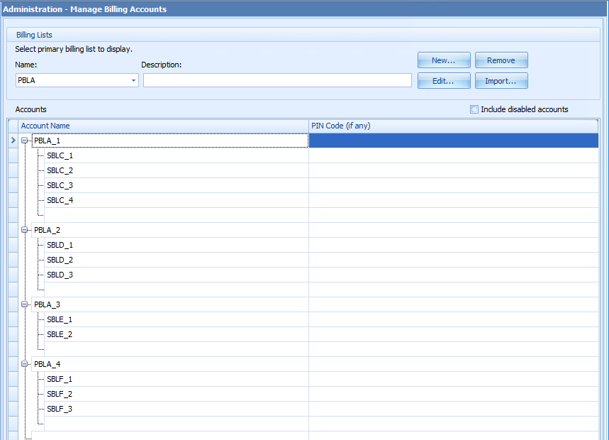 Administration - Secondary billing accounts