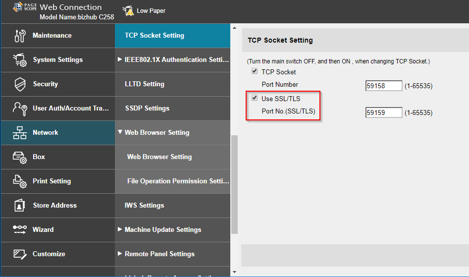 TCP Socket Setting