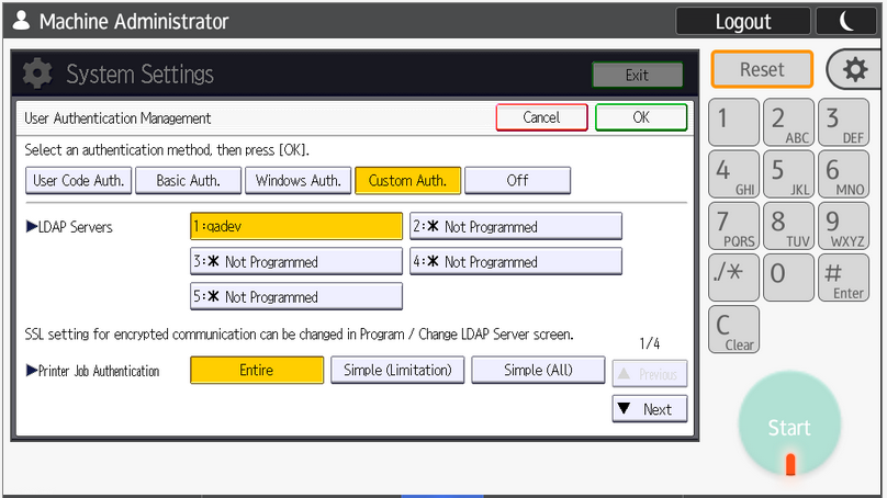 Image of LDAP authentication enabled.