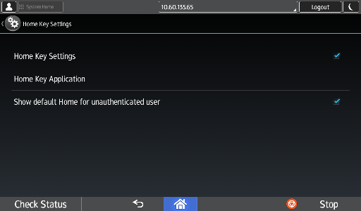 Image of the Home Key settings screen