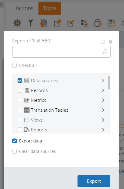 Export project settings