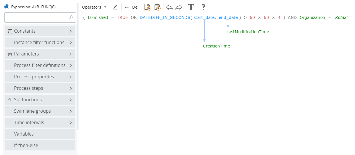 Create a process filter definition
