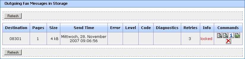 received fax messages in storage window received fax messages in storage window