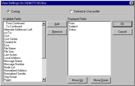 View Settings Window
