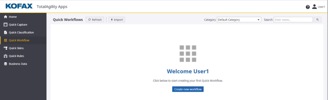 Quick Workflow Home page Quick Workflow Home page