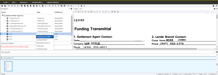 Document type selection Document type selection