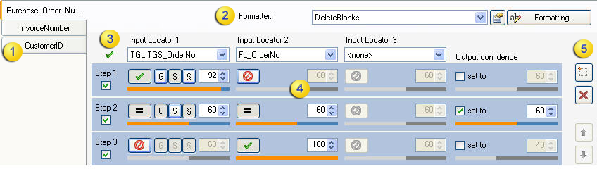 Evaluation settings example for Purchase Order Number subfields