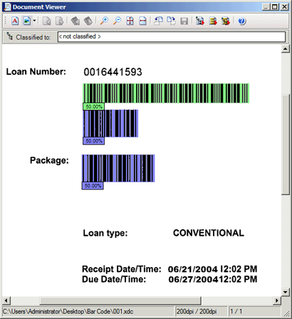 Image showing multiple bar code confidences