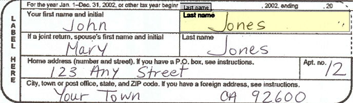 An image that shows an example of a zone that contains both the label and the desired value