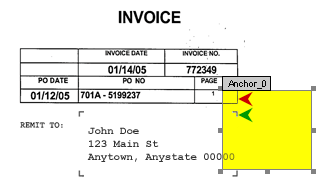 An image showing an example of how an anchor can intersect a border of another structural element on a document.