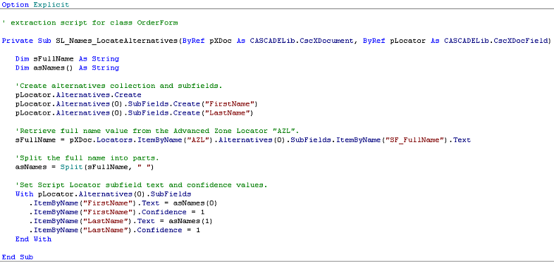 Example script routine