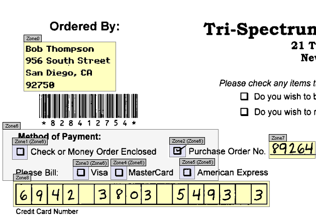 Example image with several zones on a document