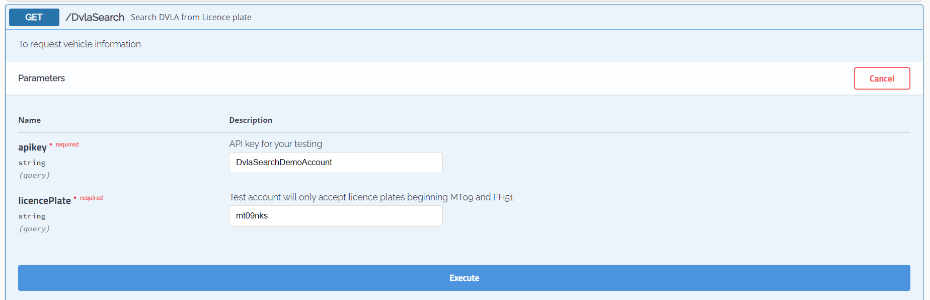 Execute data model web api