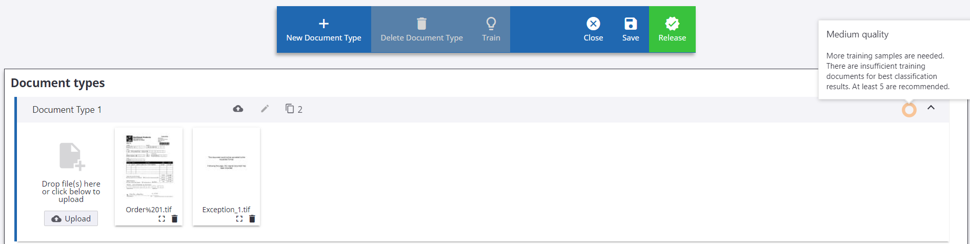 Classification results: Medium quality