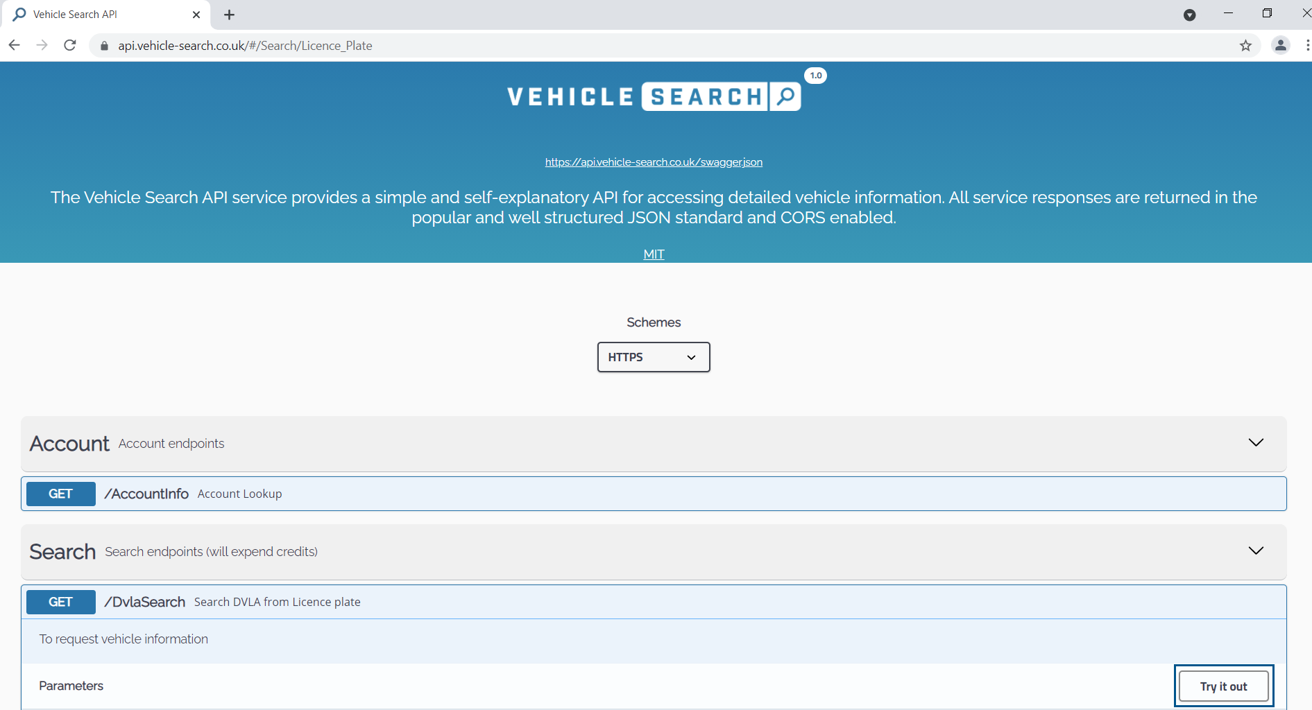 Vehicle search api
