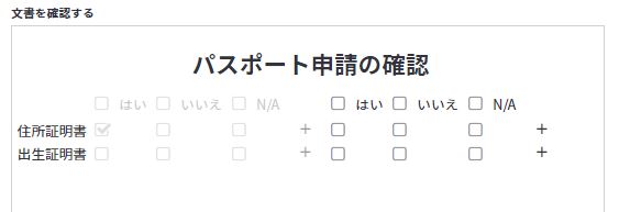 チェックリストのステータス チェックリストのステータス