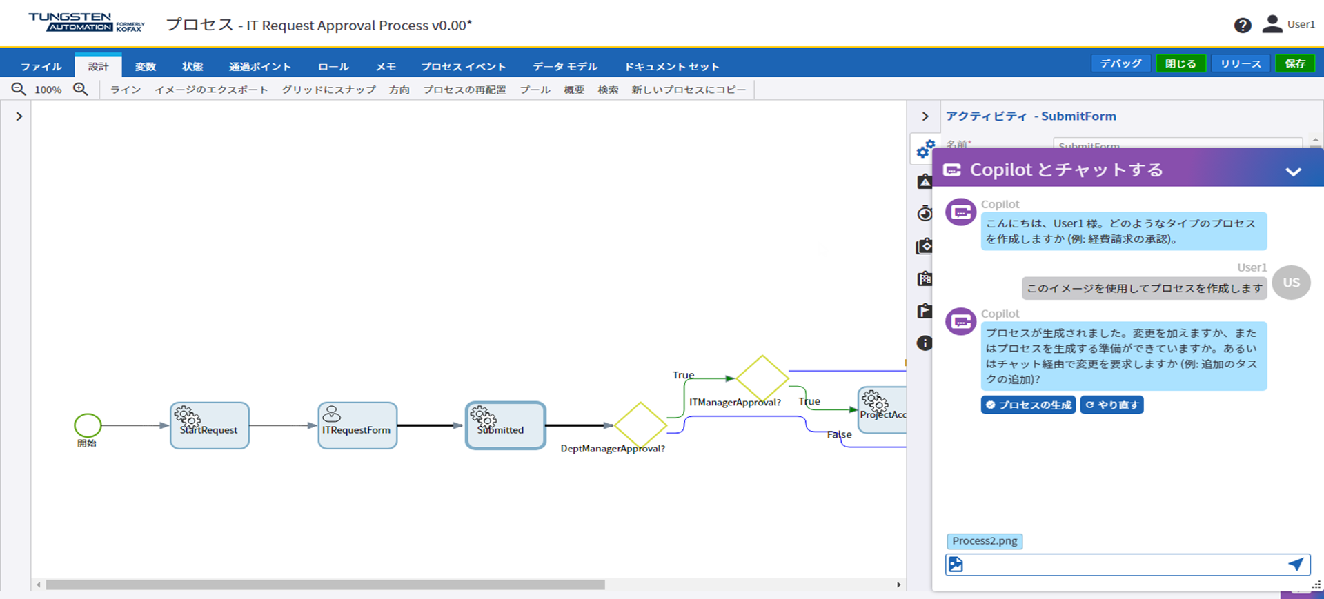 イメージを使用して作成されたプロセス