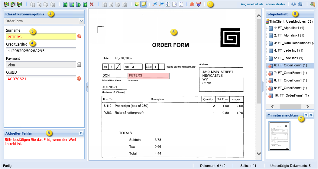 Das Startfenster der Thin Client Verification-Benutzeroberfläche.