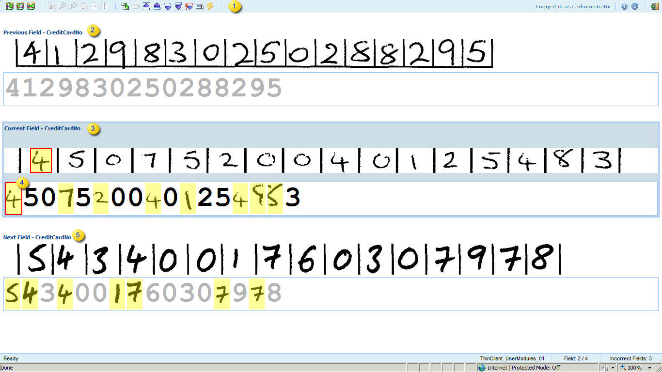 An image that shows the initial view of the Thin Client Correction user interface.