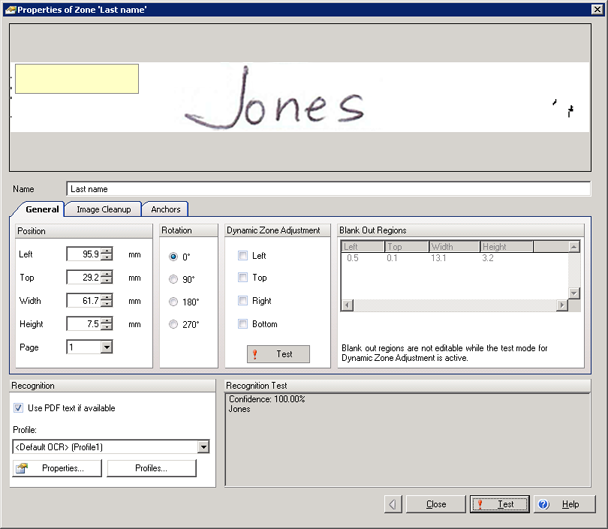 An image that shows the results when a blank out zone is used to cover the label An image that shows the results when a blank out zone is used to cover the label