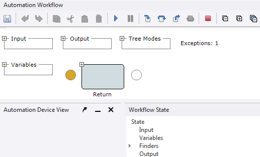 Initial screen of the Device Automation editor