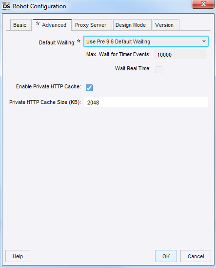 Default Waiting settings for robots created in pre-9.6 version of Kapow