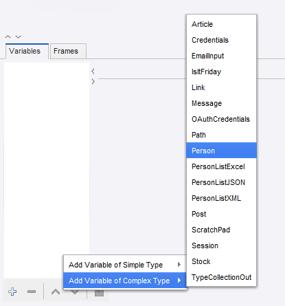 Add Variable of Complex Type