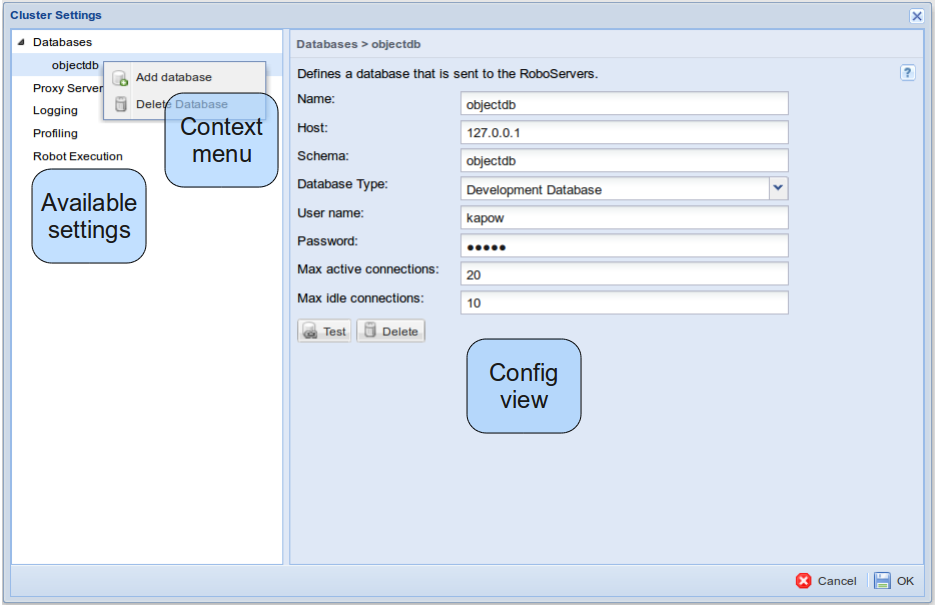 Cluster settings