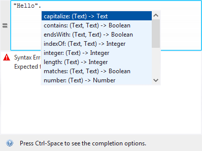 Completion help in Expression Editor