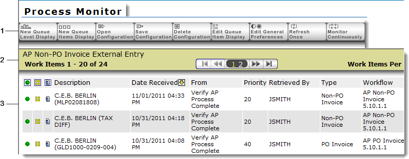 Queue items display list called out Queue items display list called out