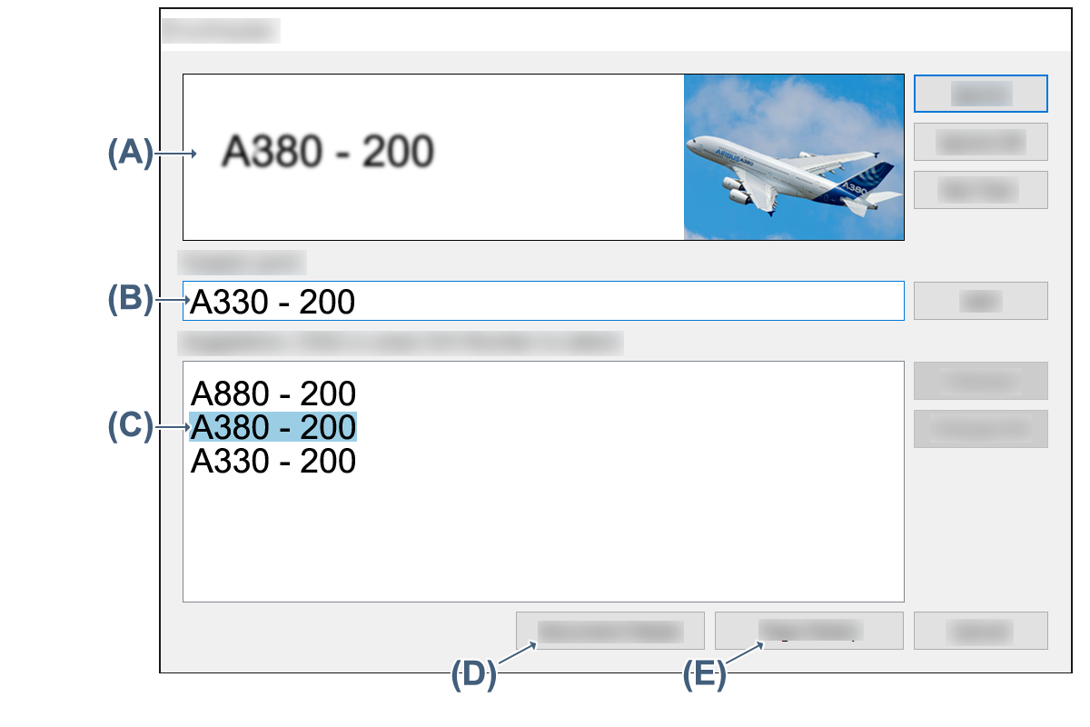 diagram of proofreader panel with lettered areas, explained in the text