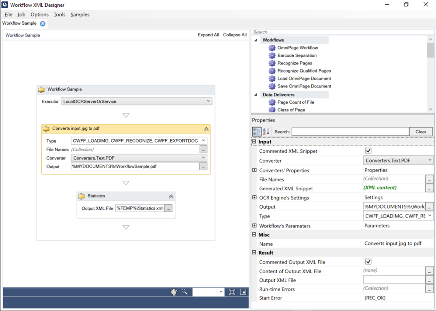 Workflow XML Designer screen Workflow XML Designer screen