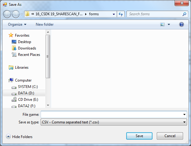 Save as dialog box